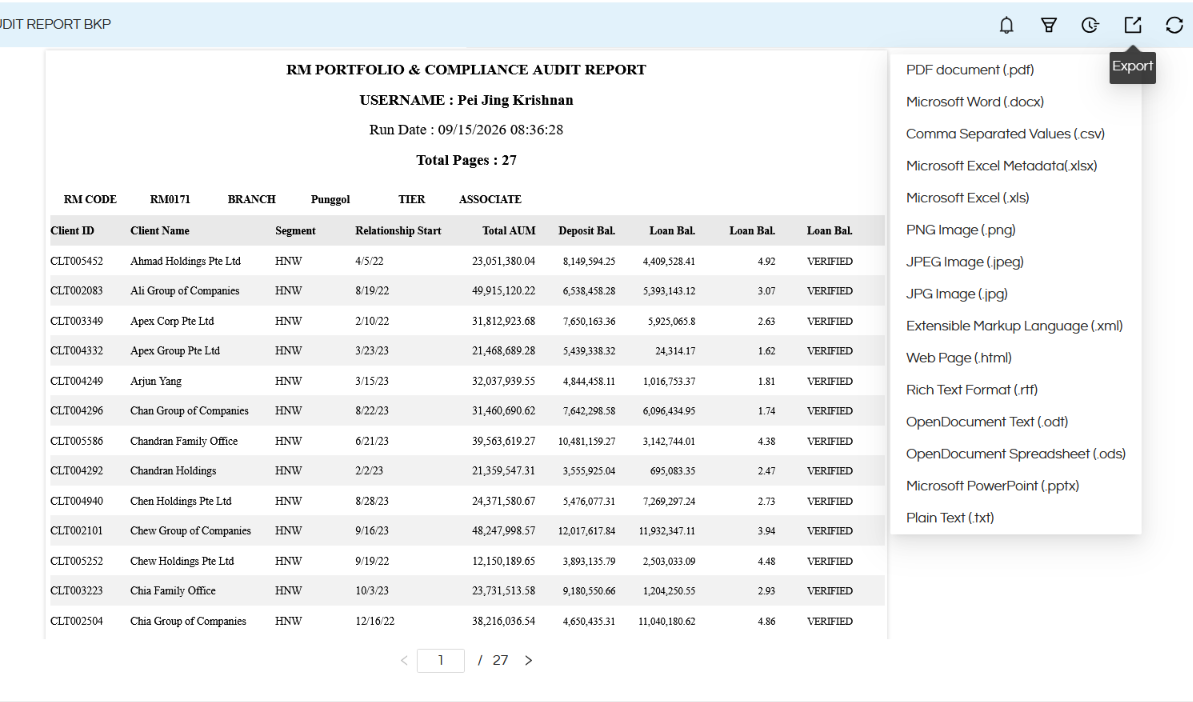 Exporting Canned Reports in Helical Insight