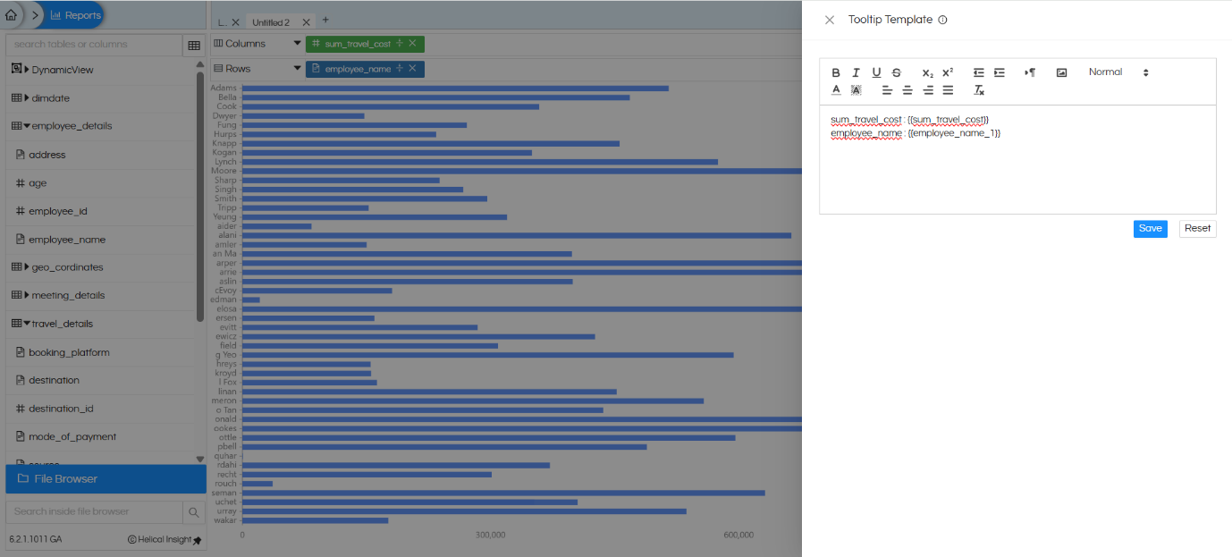 Handling long text names in visualization