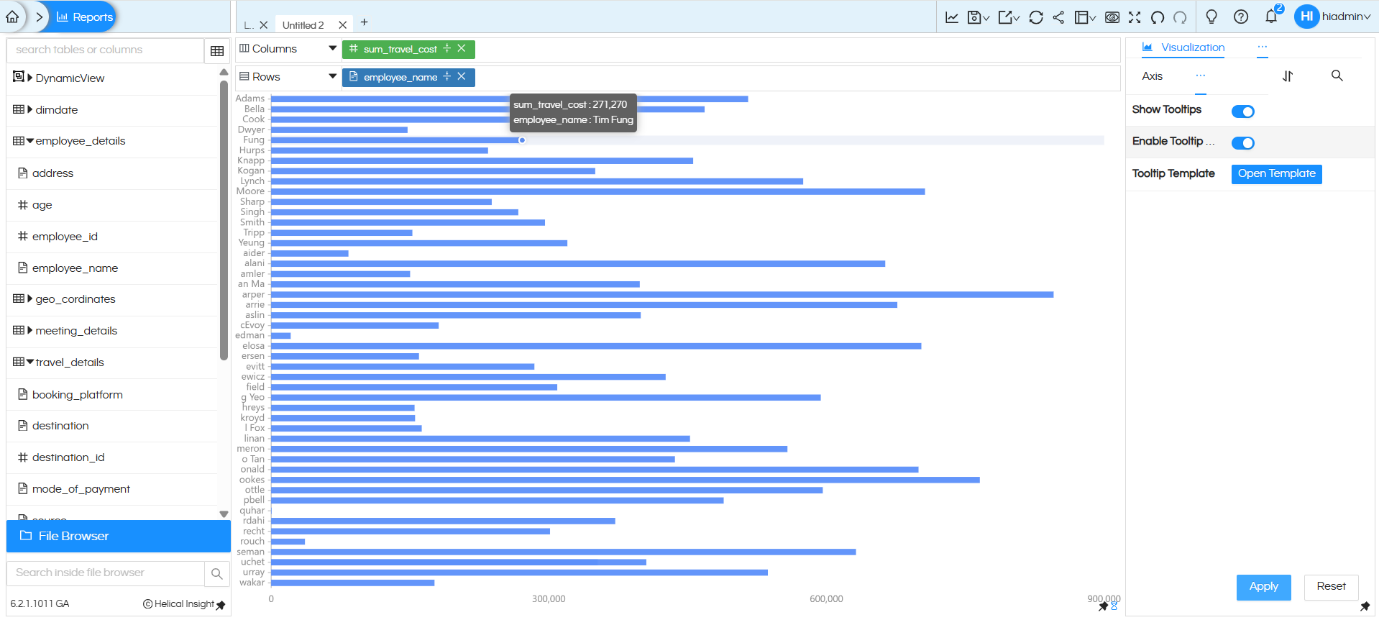 Handling long text names in visualization