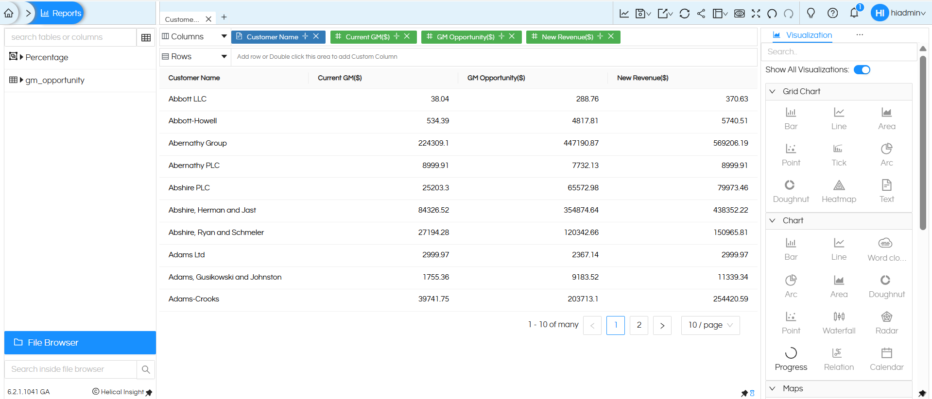 How to Apply Borders to a Table in Helical Insight Reports