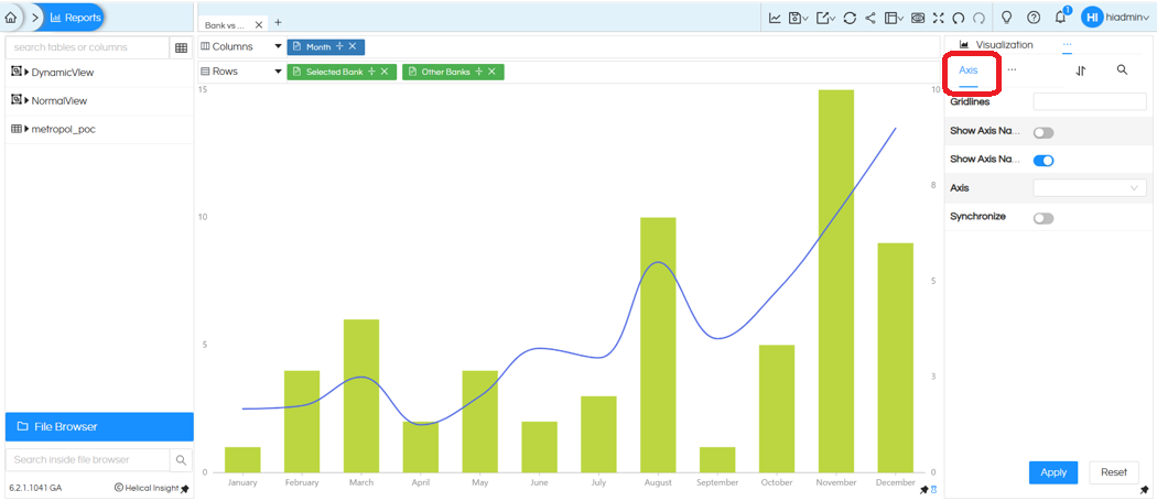 How to Rotate Axis Tick Labels in Helical Insight