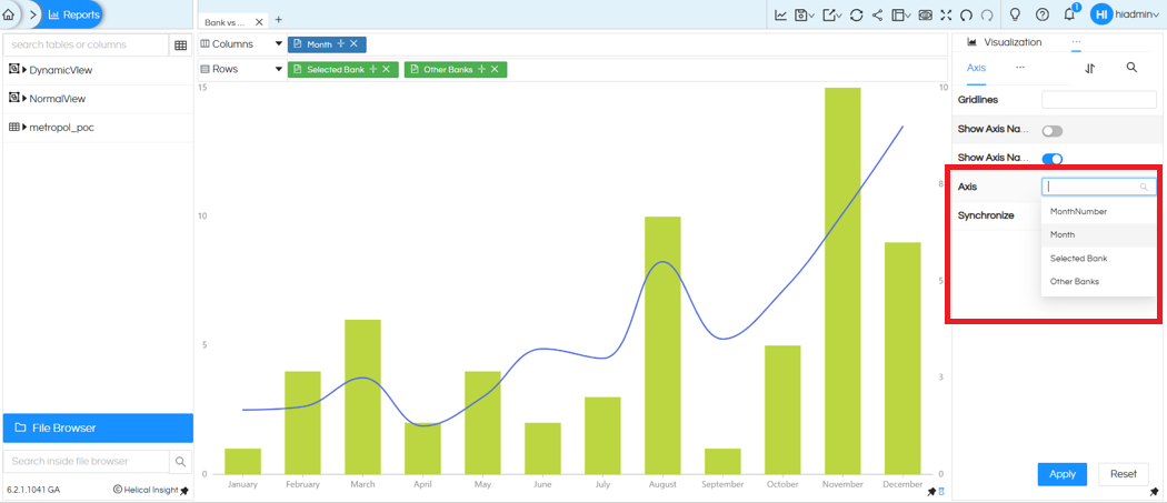 How to Rotate Axis Tick Labels in Helical Insight