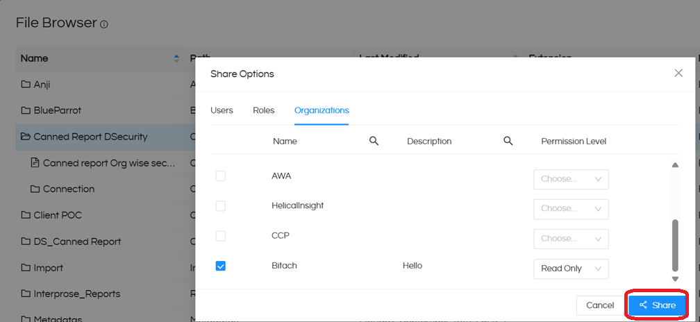 Implementing Data Security In Canned Reports Based On Logged In Organization Name