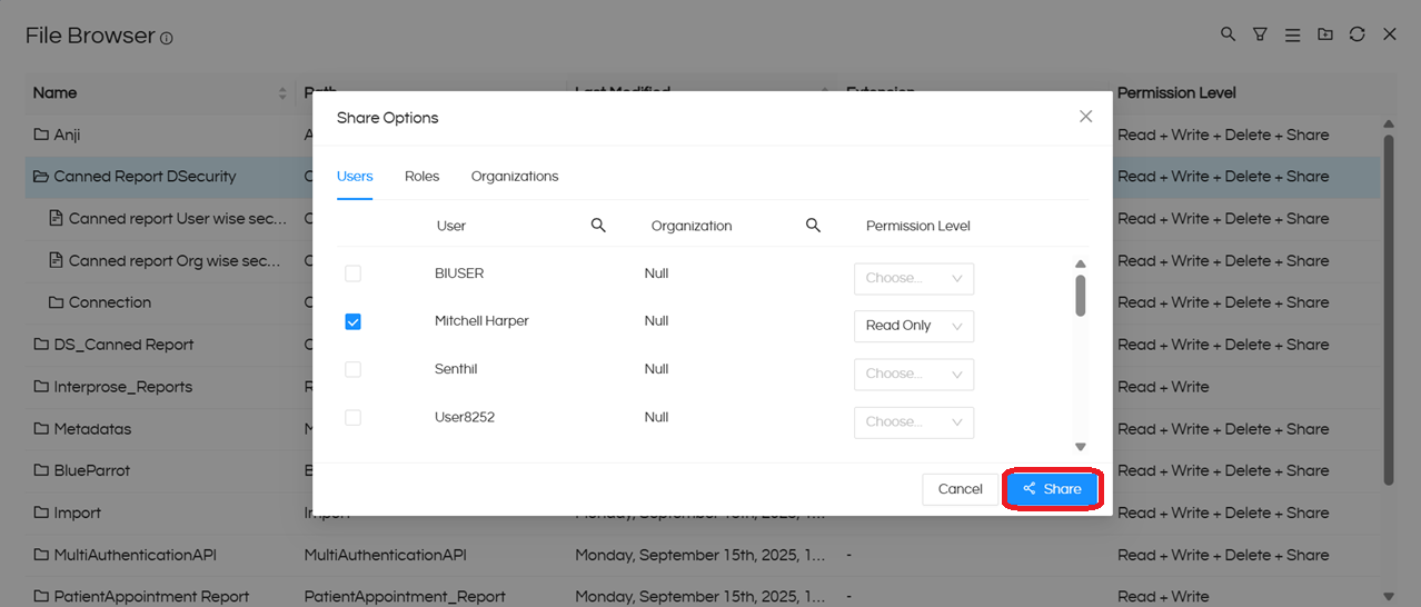 Implementing Data Security In Canned Reports Based On Logged In User Name