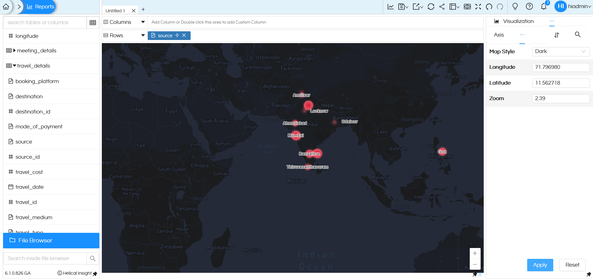 Usage of Geographical Map in Helical Insight