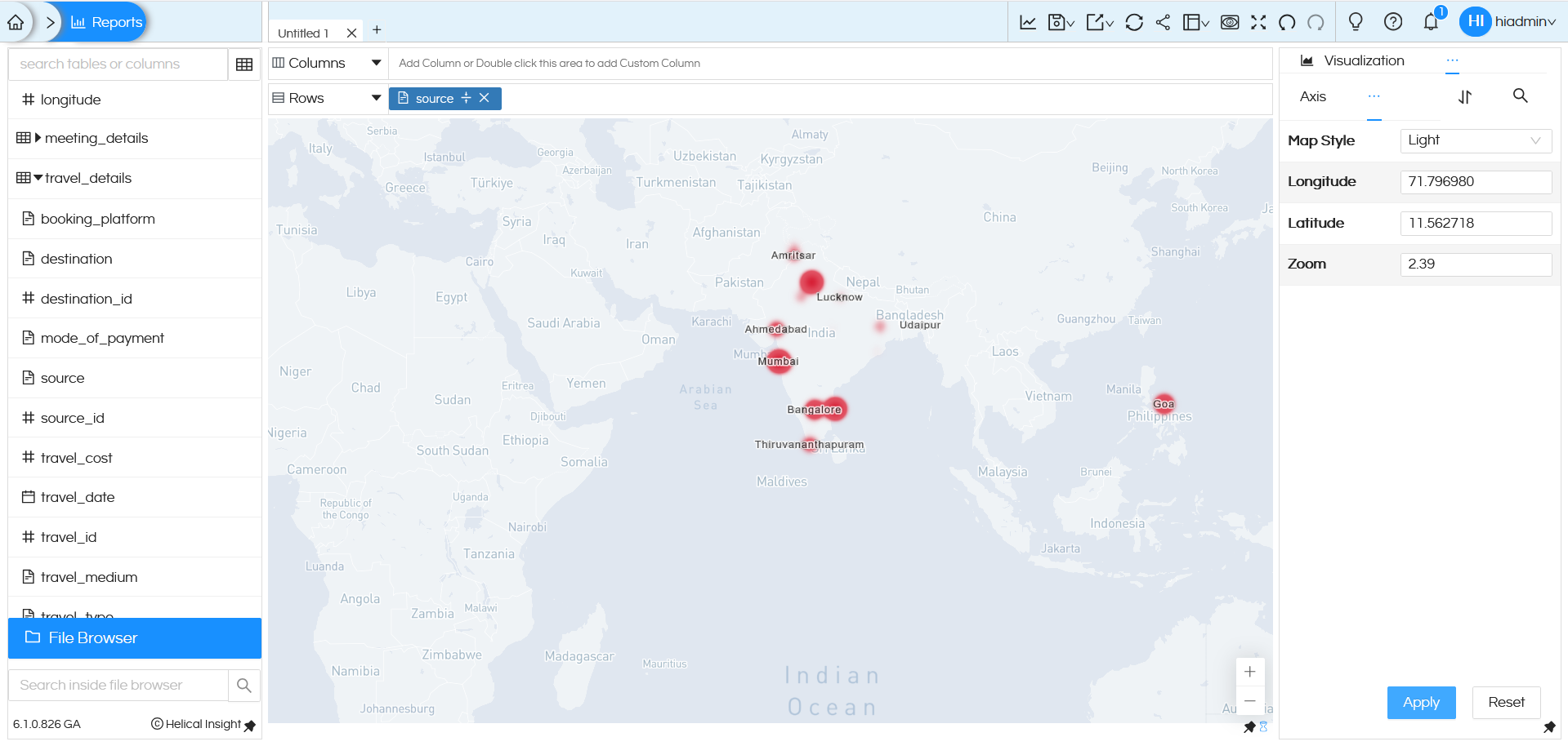 Usage of Geographical Map in Helical Insight