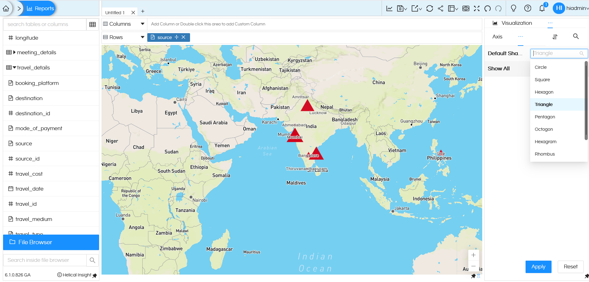 Usage of Geographical Map in Helical Insight