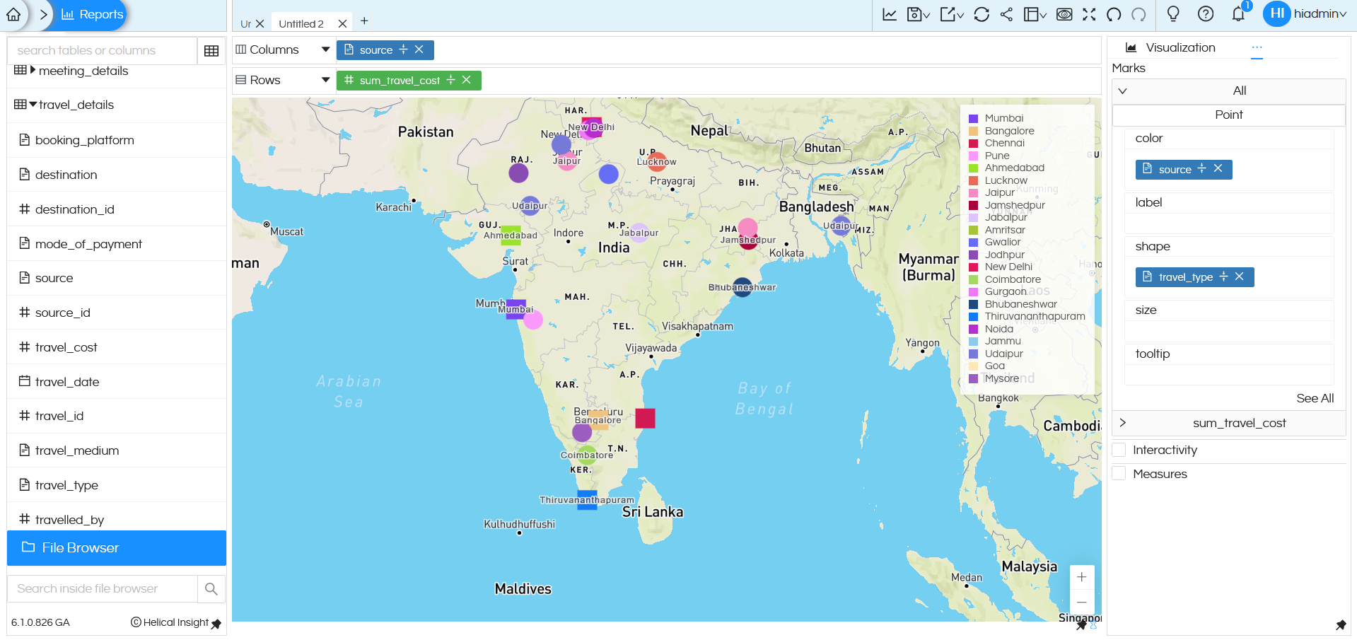 Usage of Geographical Map in Helical Insight