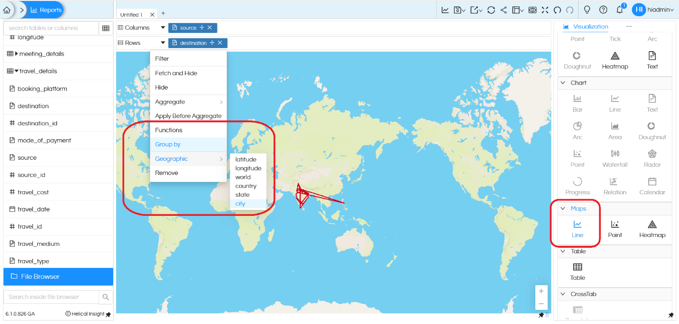 Usage of Geographical Map in Helical Insight