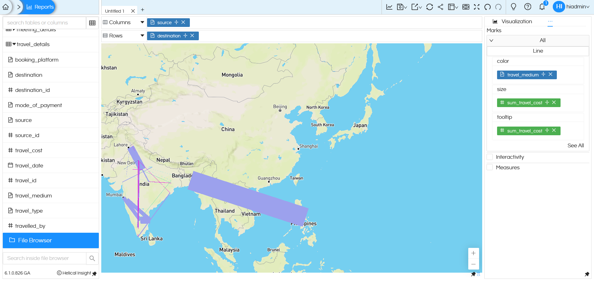 Usage of Geographical Map in Helical Insight