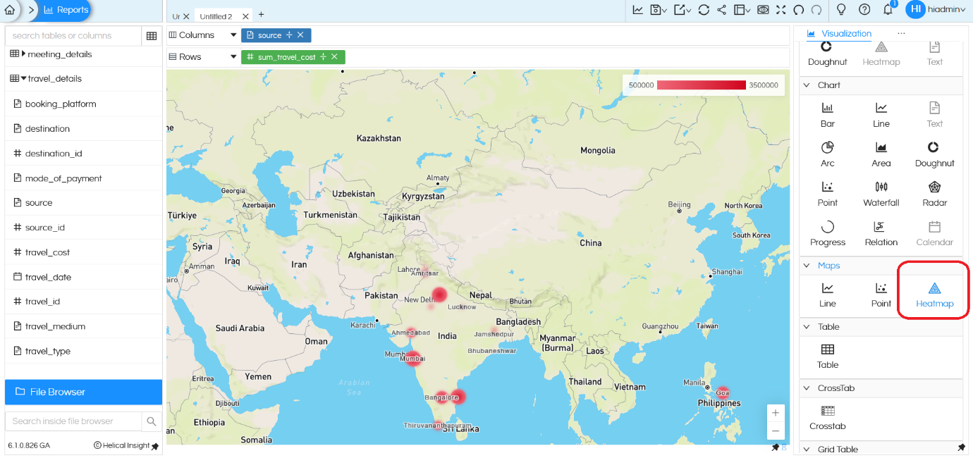 Usage of Geographical Map in Helical Insight