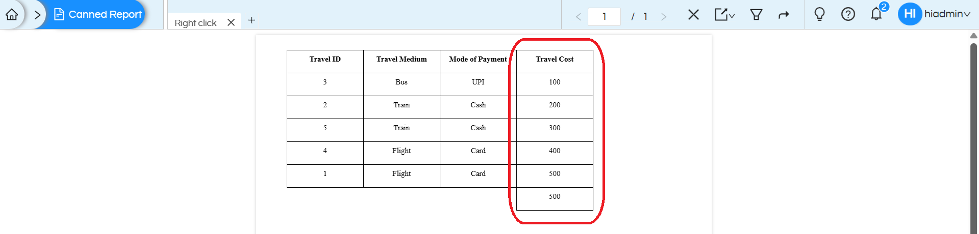 Quick Right Click Calculations in Canned Reports