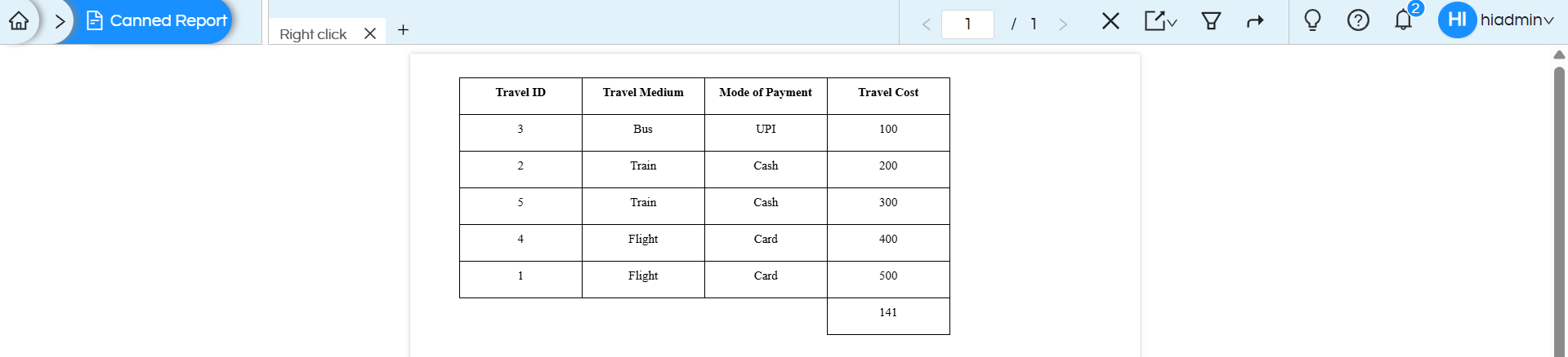Quick Right Click Calculations in Canned Reports