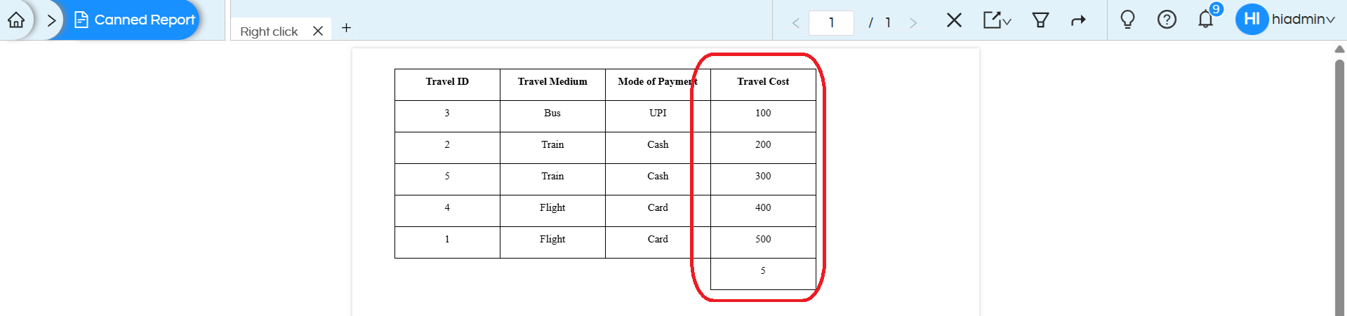 Quick Right Click Calculations in Canned Reports