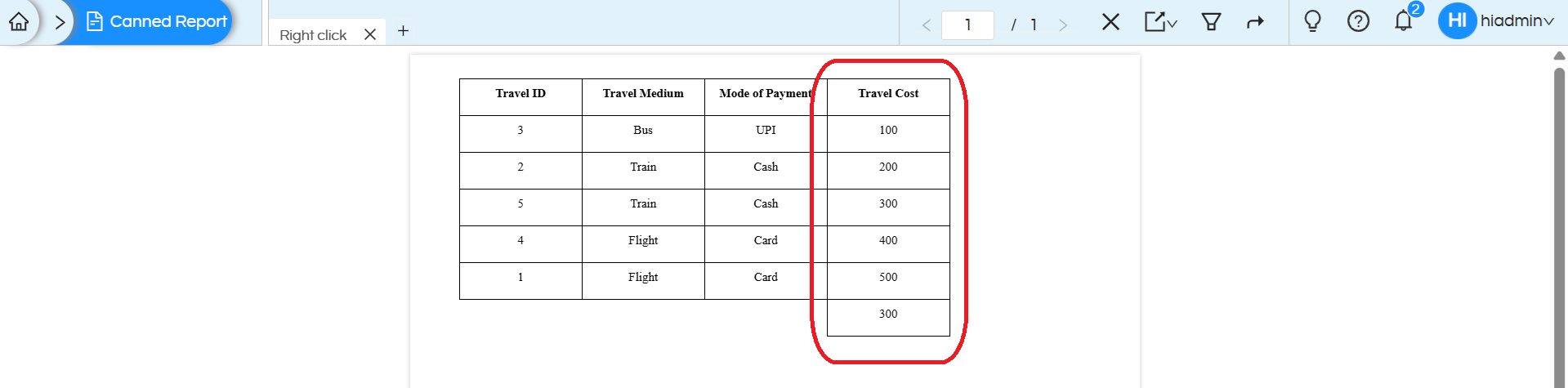 Quick Right Click Calculations in Canned Reports