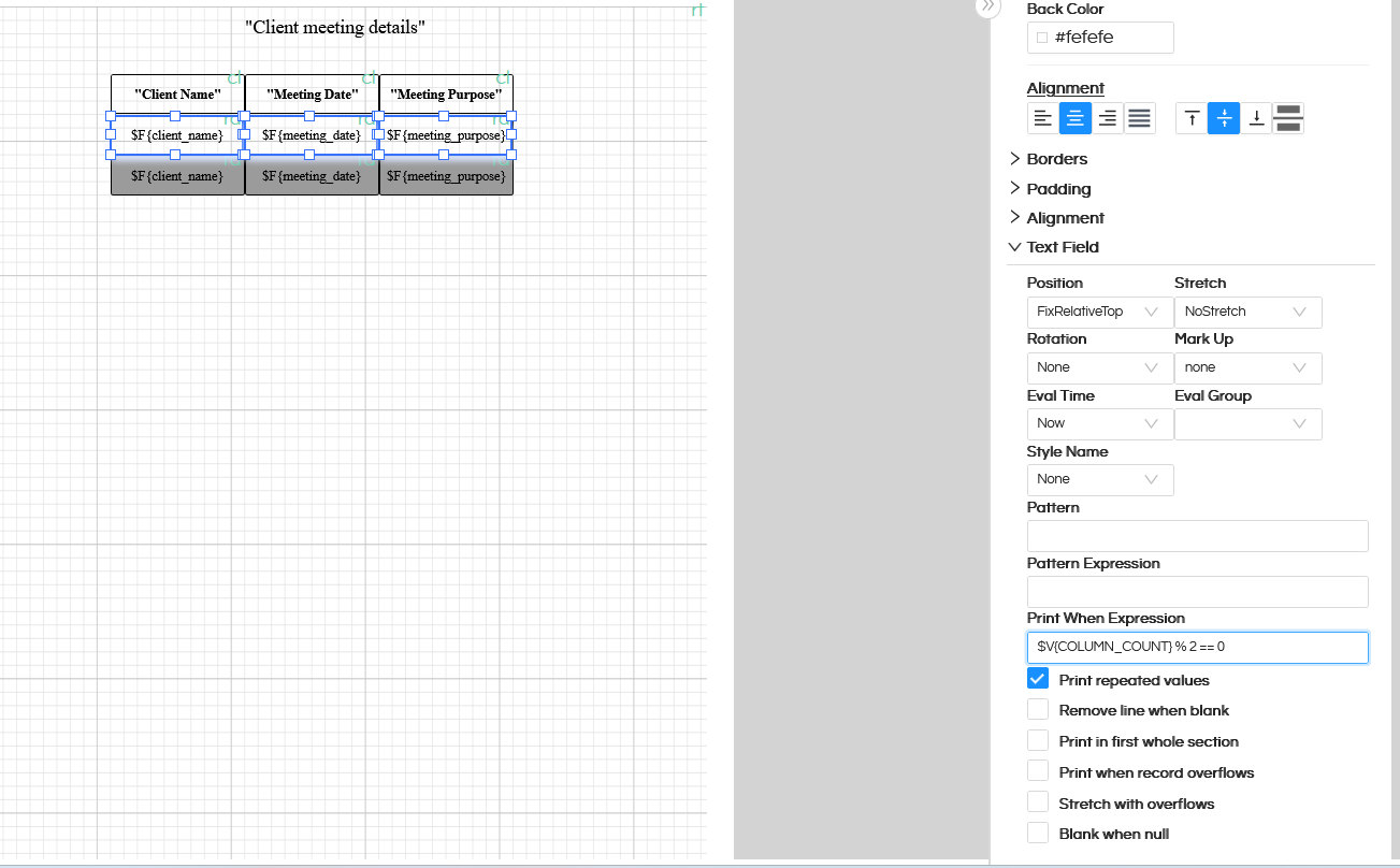 Row Banding in Canned Reporting