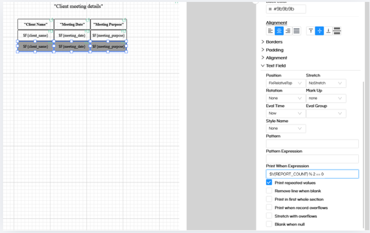 Row Banding in Canned Reporting