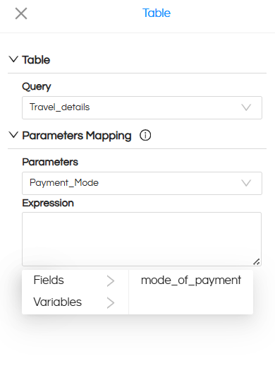 Usage of Table Component in canned Reporting