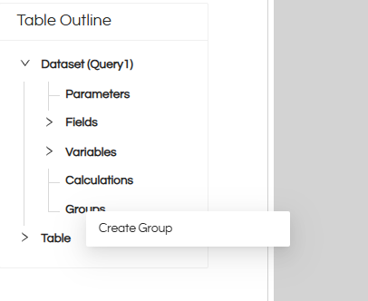Usage of Table Component in canned Reporting