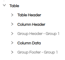 Usage of Table Component in canned Reporting