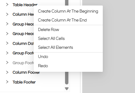 Usage of Table Component in canned Reporting
