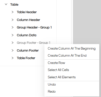 Usage of Table Component in canned Reporting