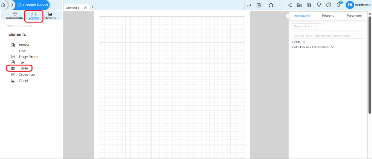 Usage of Table Component in canned Reporting