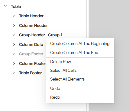 Usage of Table Component in canned Reporting