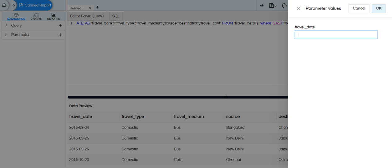 Using Date Picker as an Input Parameter/Filter in Canned Reporting
