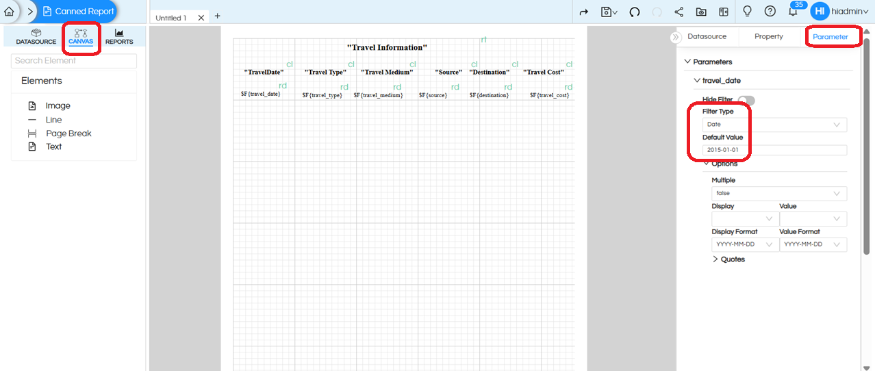 Using Date Picker as an Input Parameter/Filter in Canned Reporting