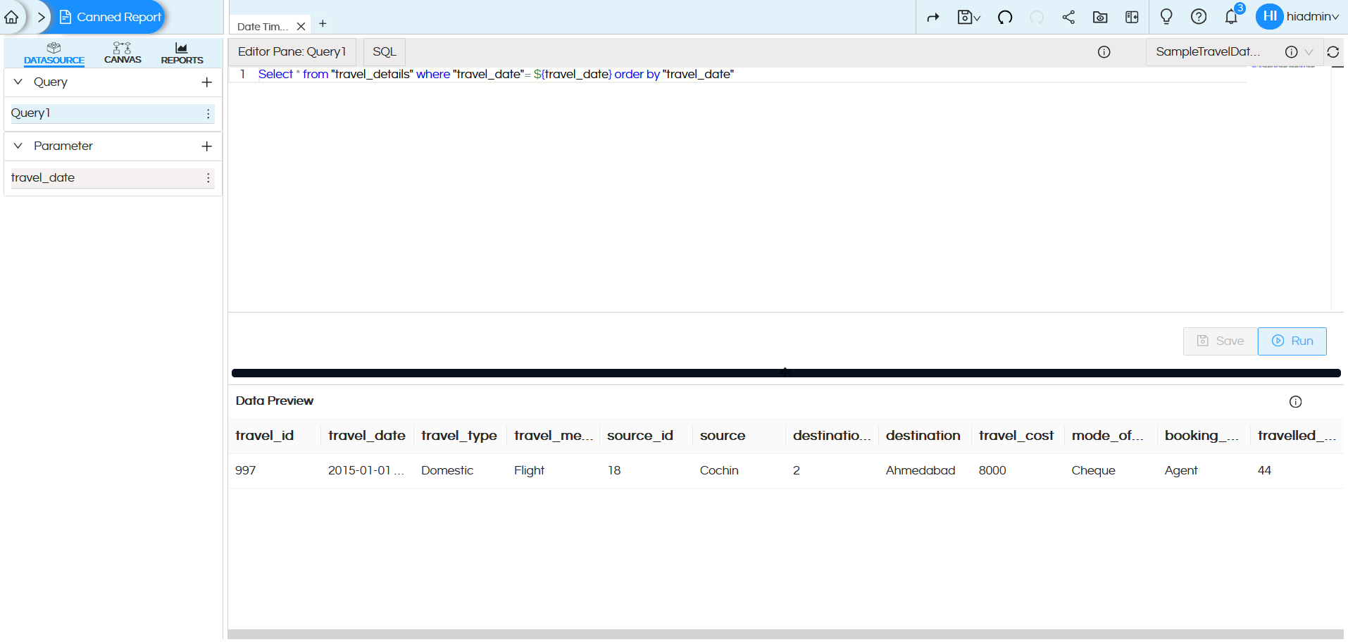 Using Date Time Picker as an Input Parameter/Filter in Canned Reporting