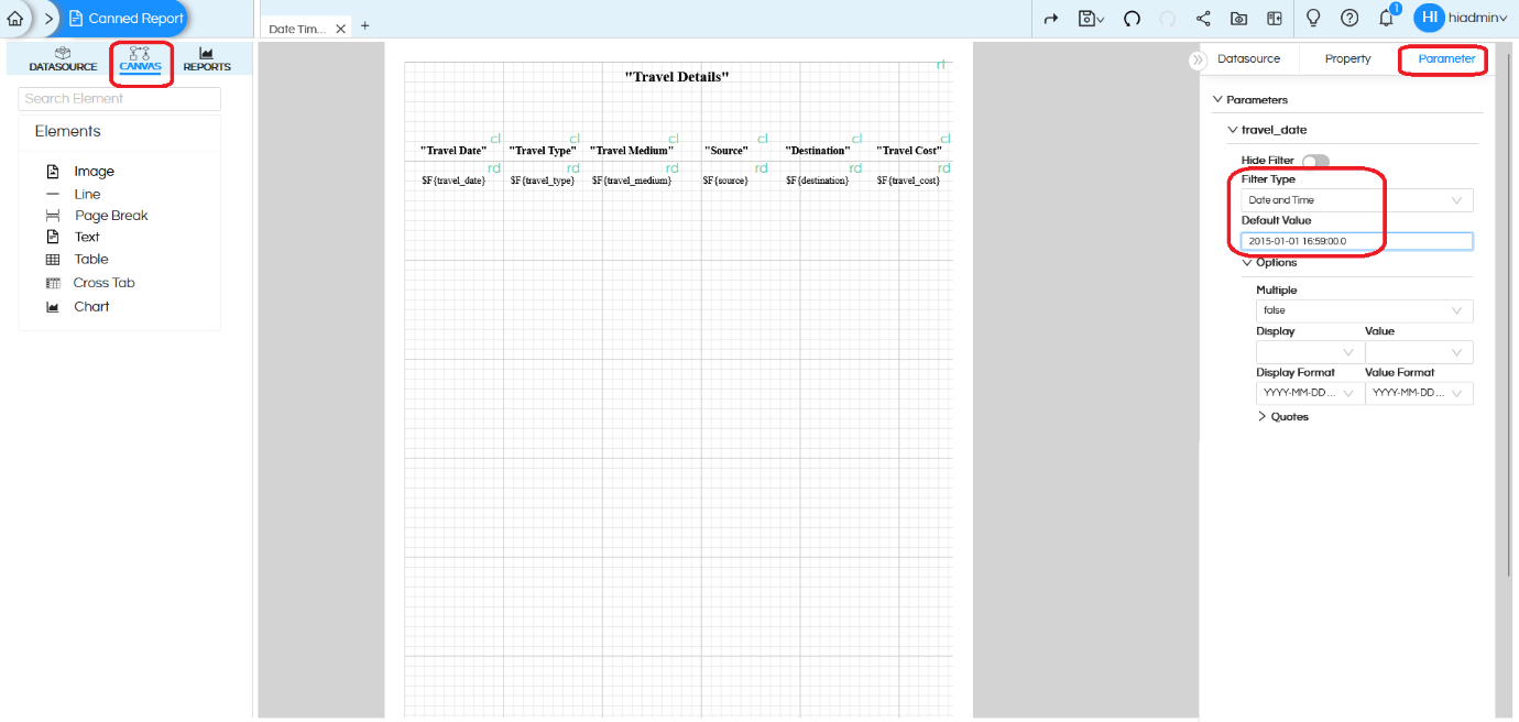 Using Date Time Picker as an Input Parameter/Filter in Canned Reporting