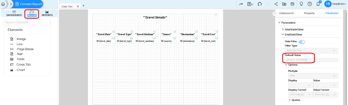 Using Date Time Range Picker As An Input Parameter/ Filter In Canned Reporting