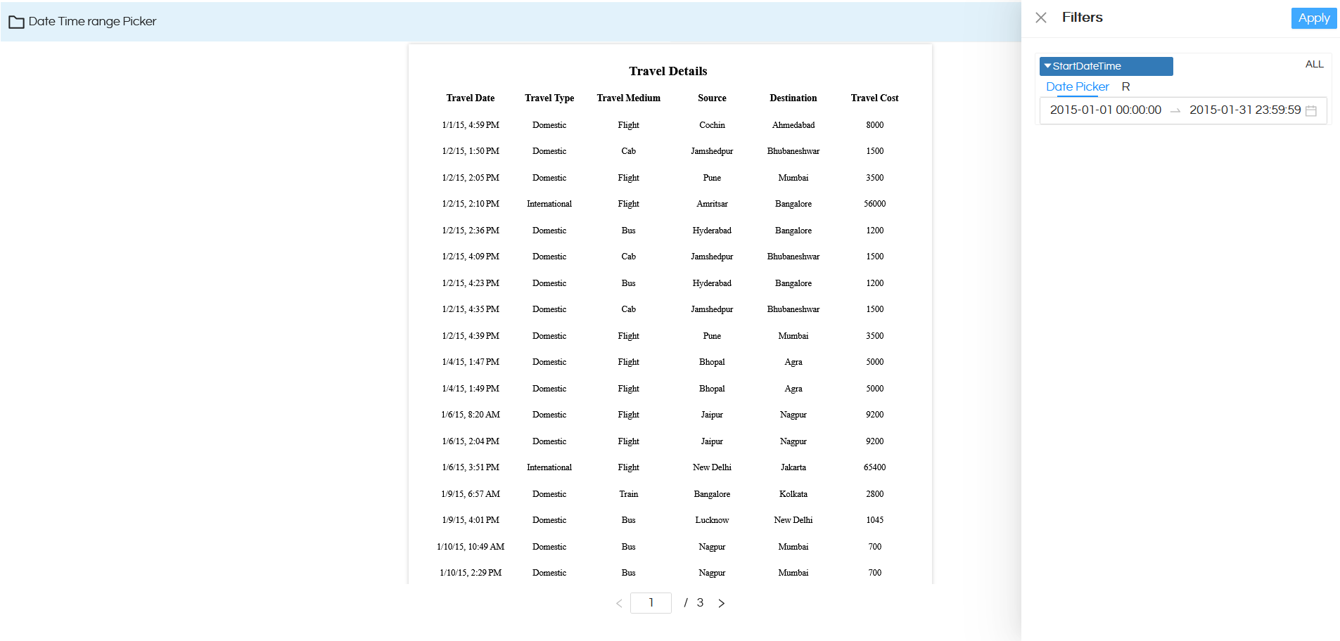 Using Date Time Range Picker As An Input Parameter/ Filter In Canned Reporting