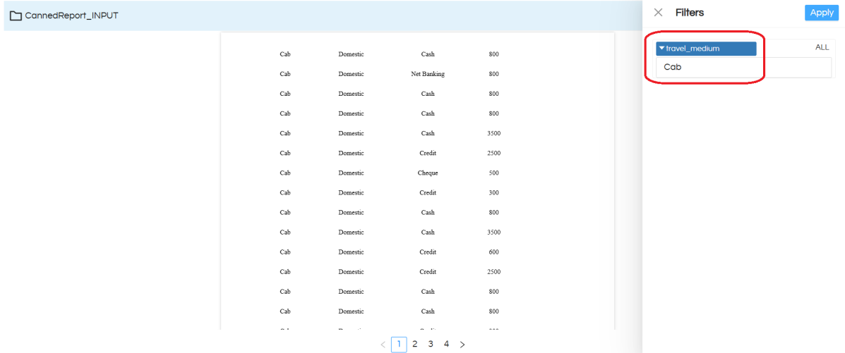 Using Filter/Parameter with input text box to type values in Canned Reporting