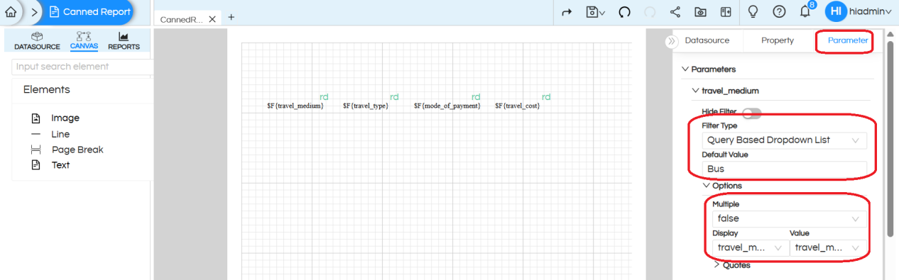 Using Single Select Drop Down Input Parameter/Filter