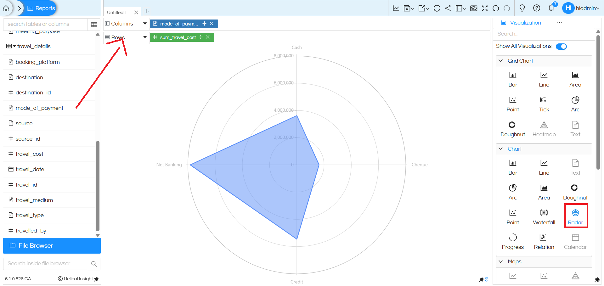 how to create a Radar Chart