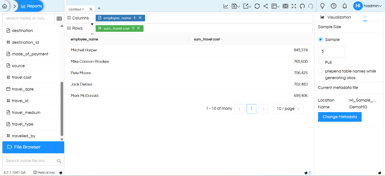 How to Create Top 5 / Bottom 5 Type of Reports in Helical Insight Interactive Report Designer (HReport)