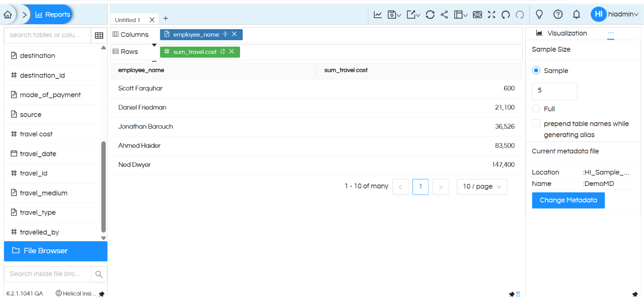 How to Create Top 5 / Bottom 5 Type of Reports in Helical Insight Interactive Report Designer (HReport)